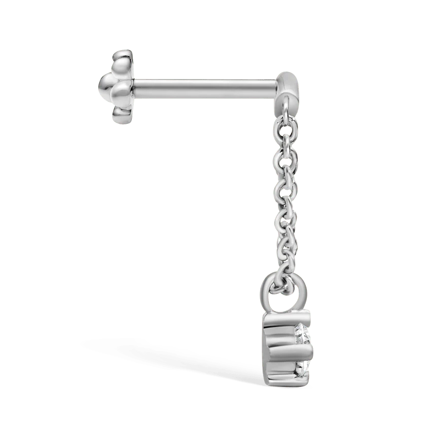 Prong Set Diamond Drape Threaded Stud Earring - Image 8