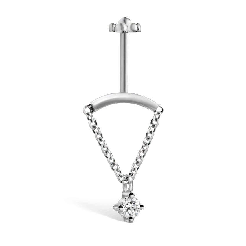 Prong Set Diamond Drape Threaded Stud Earring With Titanium Backing - Image 11