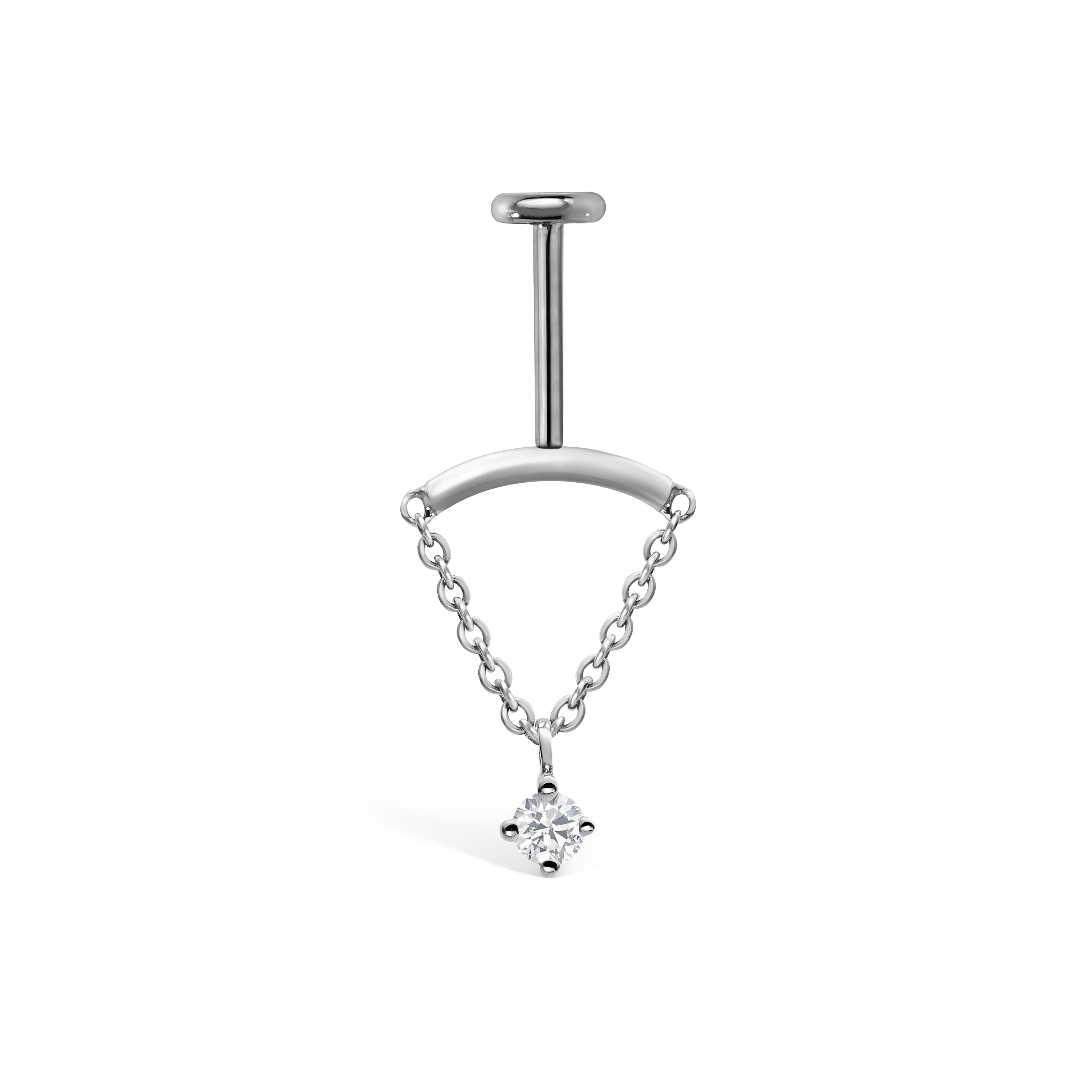 Prong Set Diamond Drape Threaded Stud Earring With Titanium Backing - Image 44
