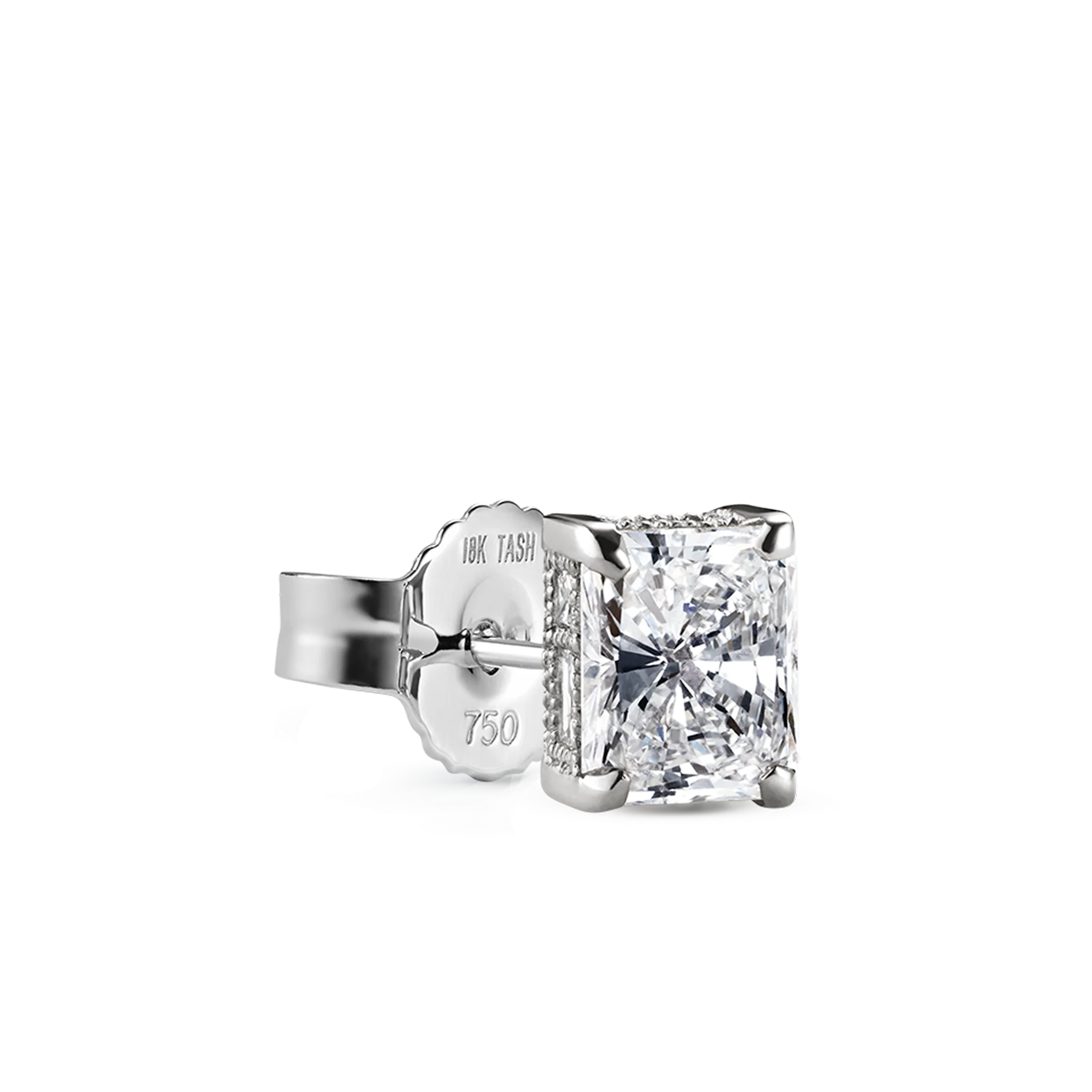 Radiant Diamond Engraved Stud Earring - Image 4
