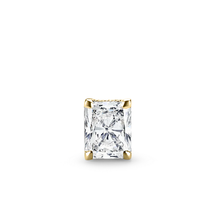 Radiant Diamond Engraved Threaded Stud Earring With Titanium Backing - Image 6