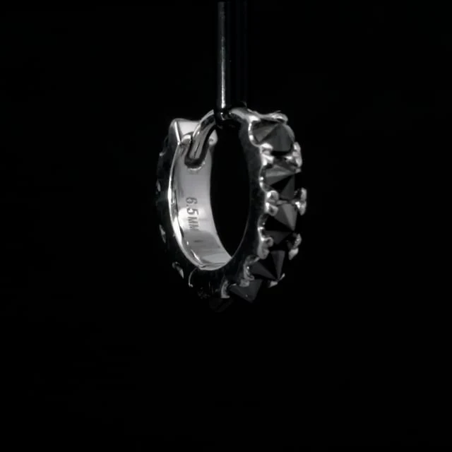 Reverse Set Black Diamond Eternity Hoop Earring - Image 10