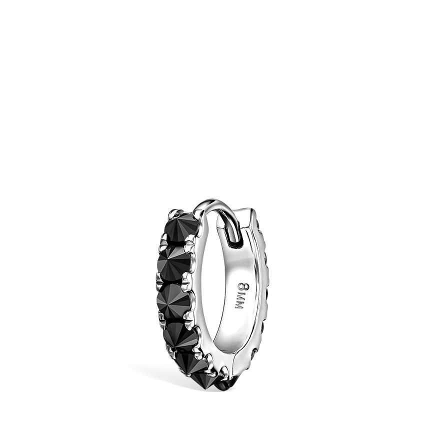 Reverse Set Black Diamond Eternity Hoop Earring - Image 11