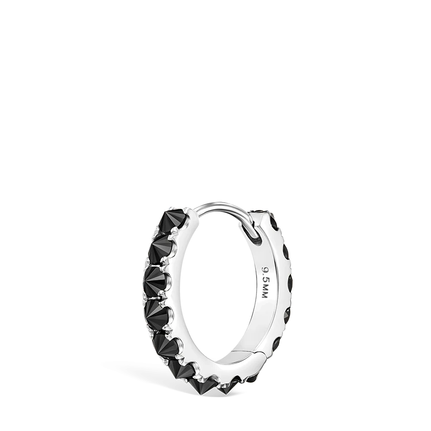 Reverse Set Black Diamond Eternity Hoop Earring - Image 18