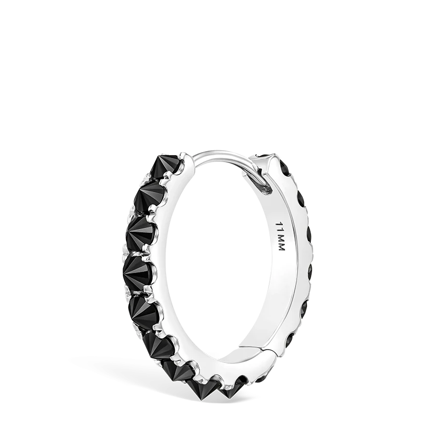 Reverse Set Black Diamond Eternity Hoop Earring - Image 2
