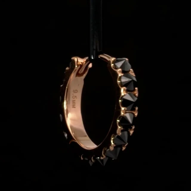 Reverse Set Black Diamond Eternity Hoop Earring - Image 25