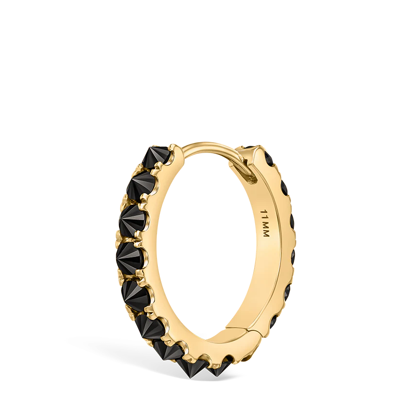 Reverse Set Black Diamond Eternity Hoop Earring - Image 26