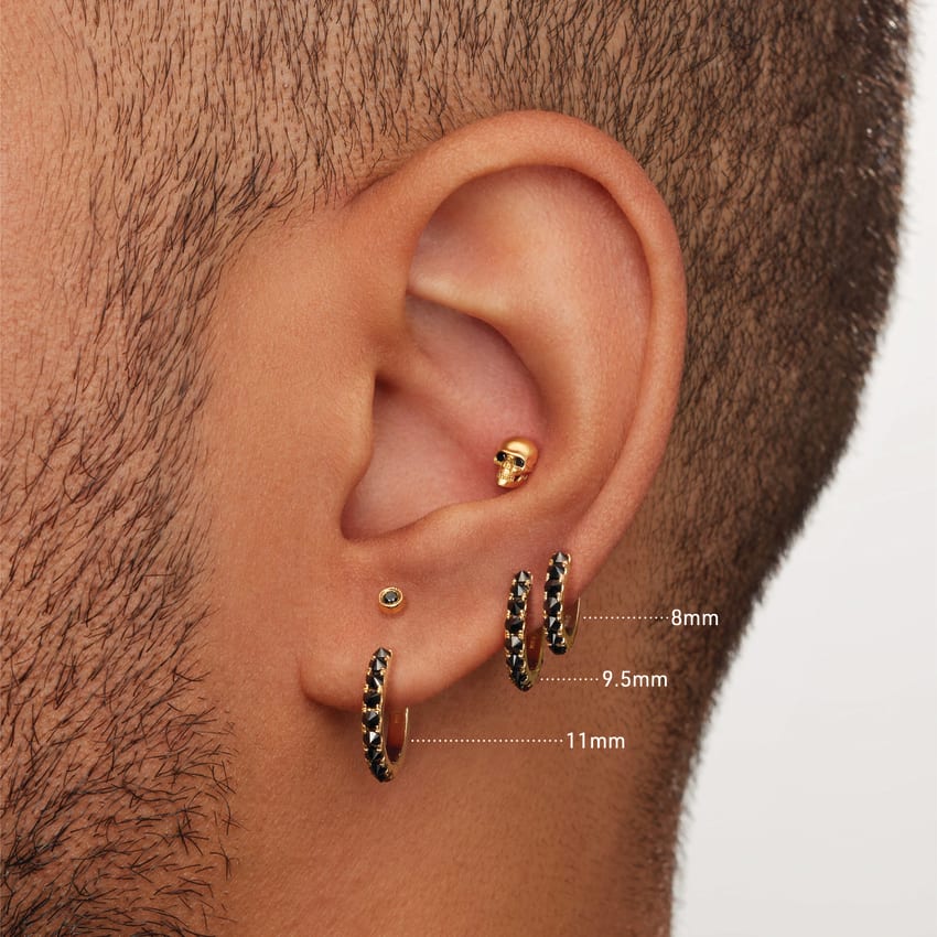 Reverse Set Black Diamond Eternity Hoop Earring - Image 28