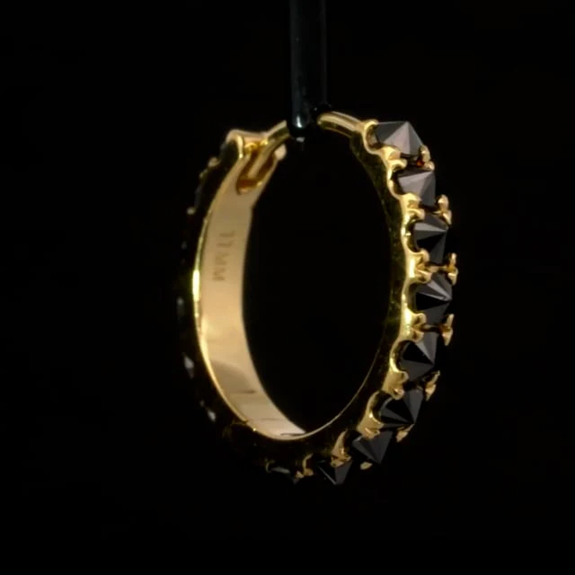 Reverse Set Black Diamond Eternity Hoop Earring - Image 29