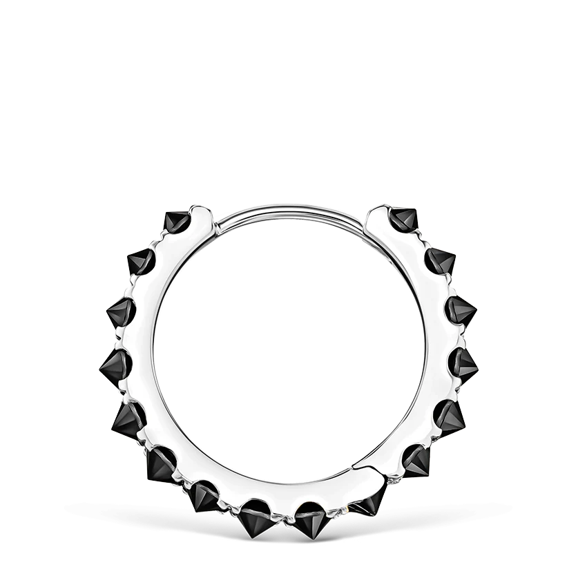 Reverse Set Black Diamond Eternity Hoop Earring - Image 3