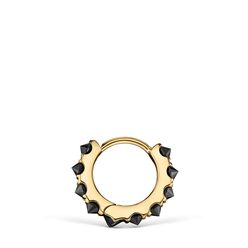 Reverse Set Black Diamond Eternity Hoop Earring - Image 31