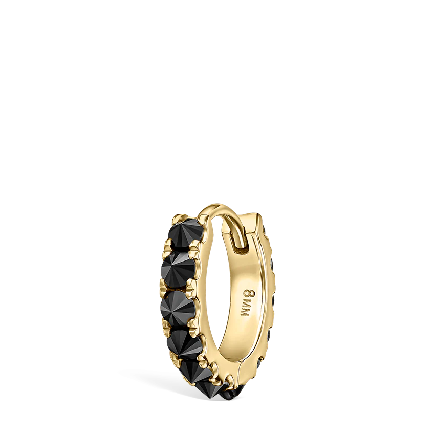 Reverse Set Black Diamond Eternity Hoop Earring - Image 35