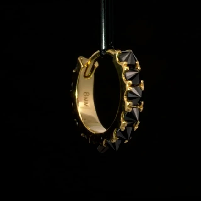 Reverse Set Black Diamond Eternity Hoop Earring - Image 42