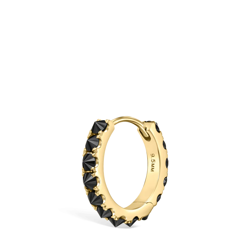Reverse Set Black Diamond Eternity Hoop Earring - Image 43