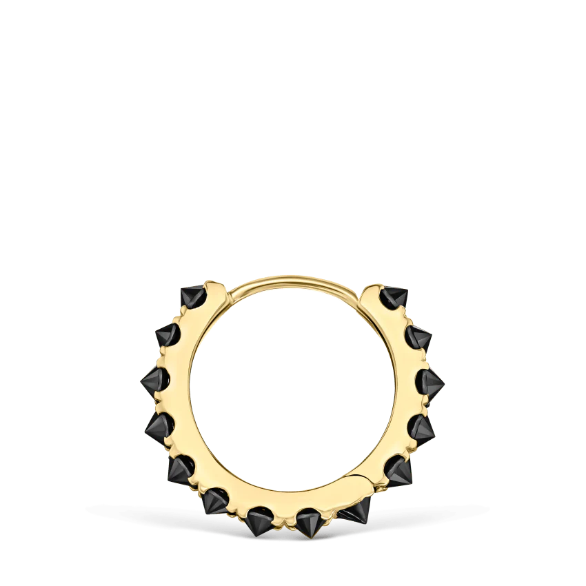 Reverse Set Black Diamond Eternity Hoop Earring - Image 44