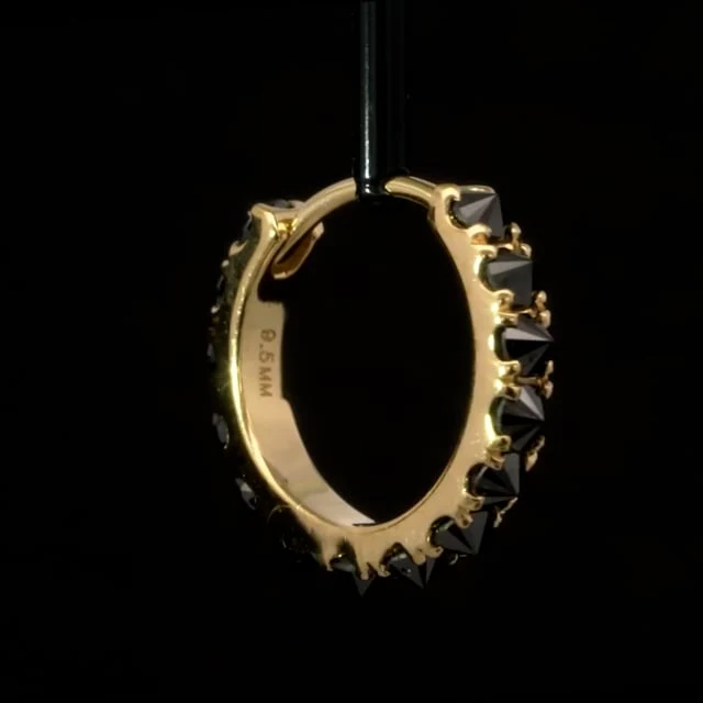 Reverse Set Black Diamond Eternity Hoop Earring - Image 50