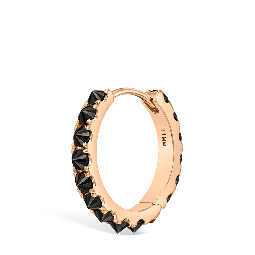 Reverse Set Black Diamond Eternity Hoop Earring - Image 51