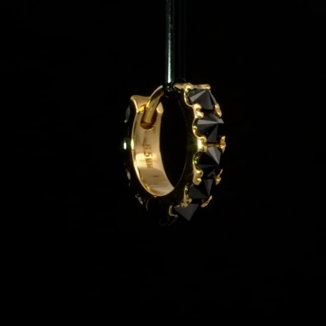 Reverse Set Black Diamond Eternity Hoop Earring - Image 59