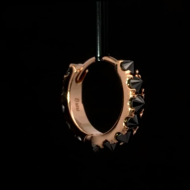Reverse Set Black Diamond Eternity Hoop Earring - Image 67