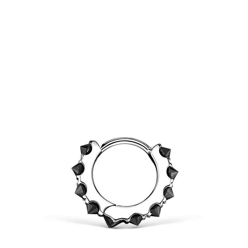 Reverse Set Black Diamond Eternity Hoop Earring - Image 9