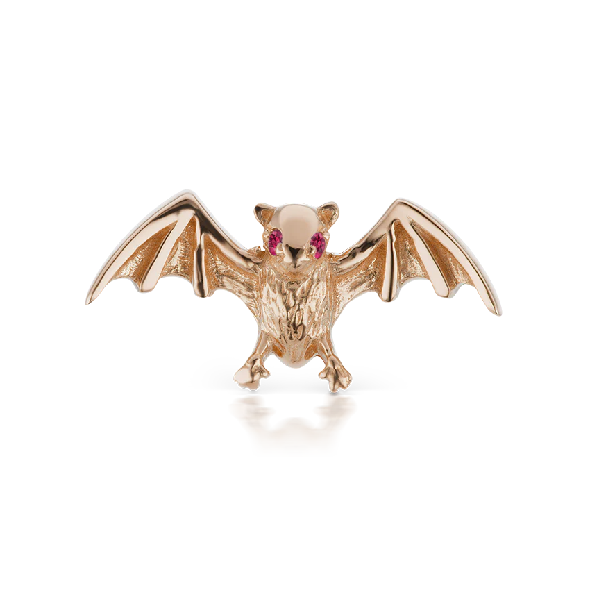 Ruby Eye Bat Threaded Stud Earring With Titanium Backing - Image 5