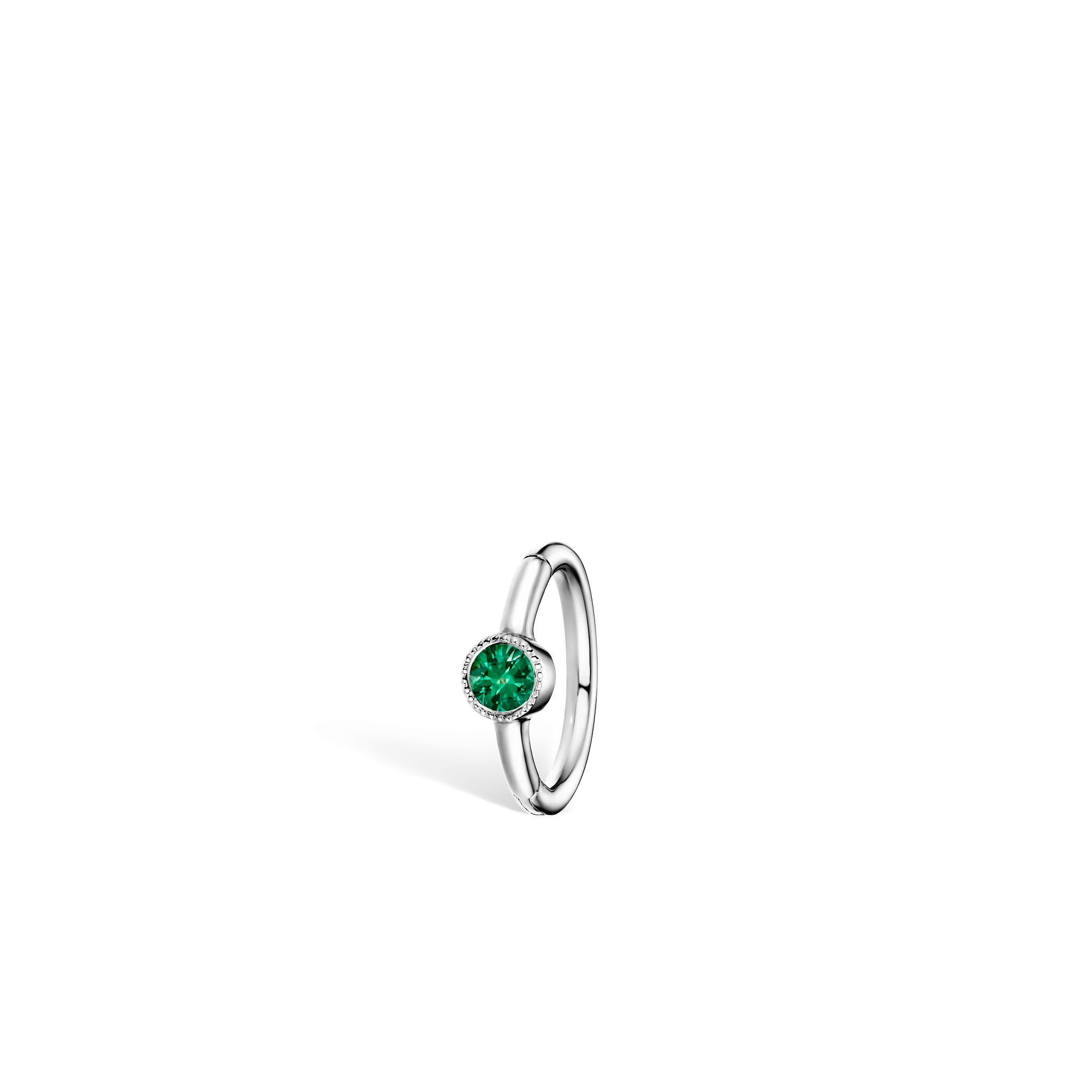 Scallop Set Emerald Hoop Earring - Image 10