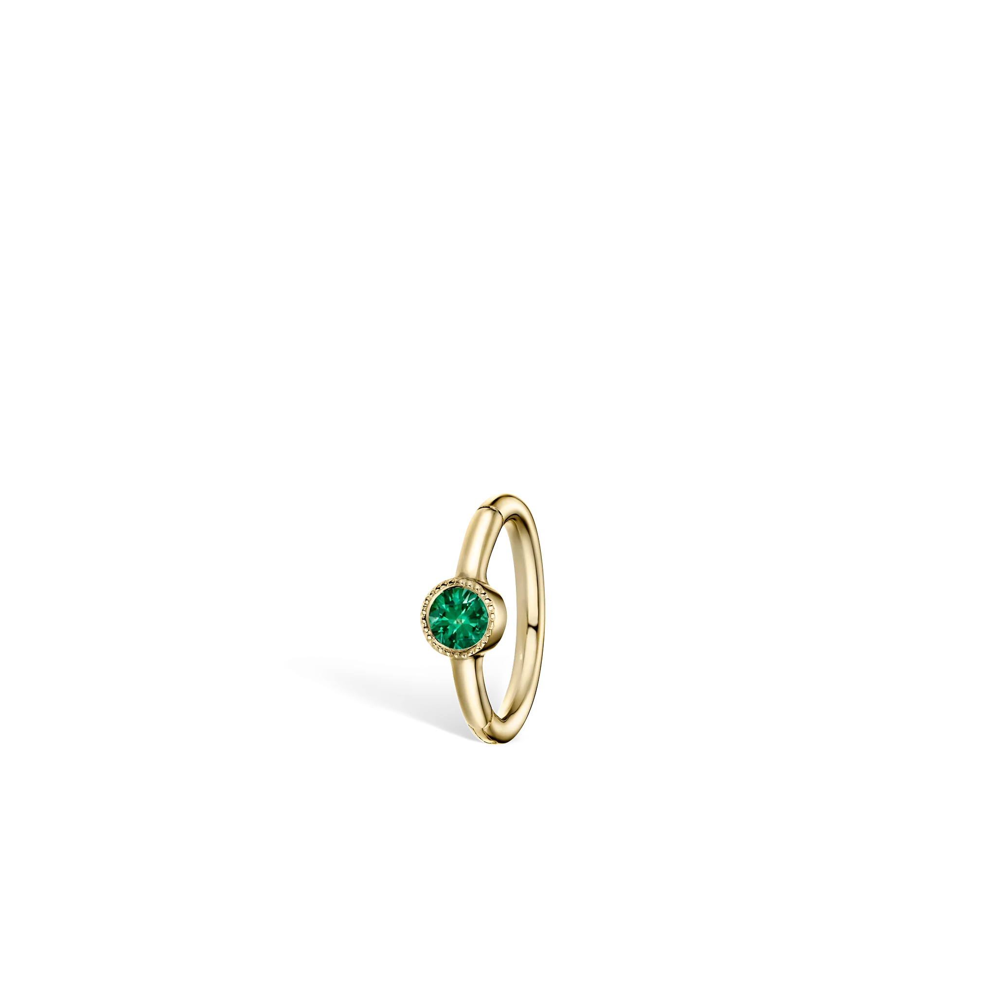Scallop Set Emerald Hoop Earring - Image 11