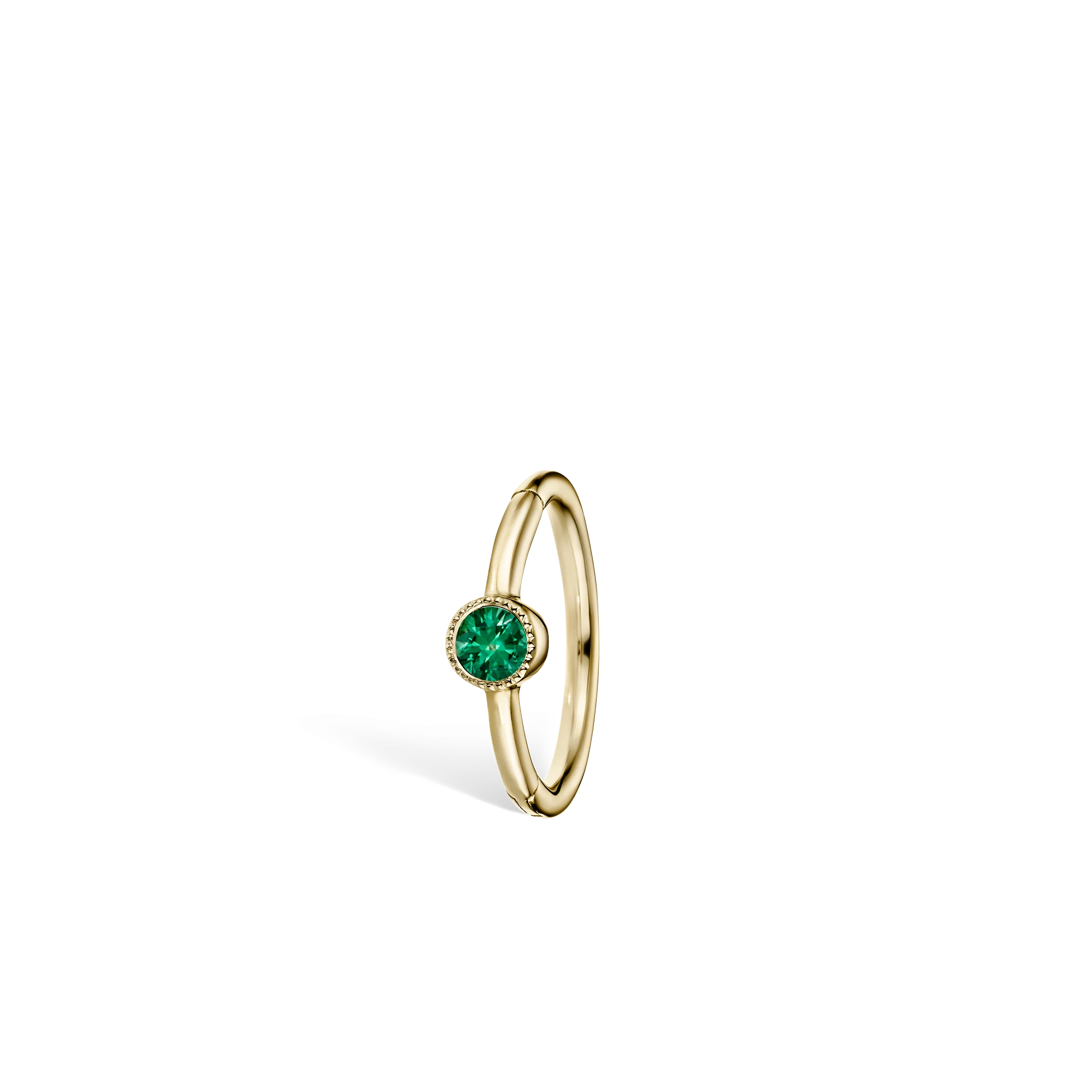 Scallop Set Emerald Hoop Earring - Image 13