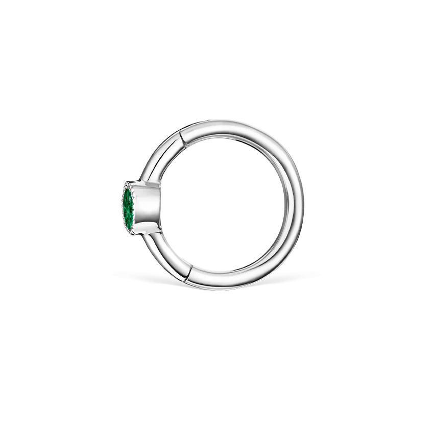 Scallop Set Emerald Hoop Earring - Image 3
