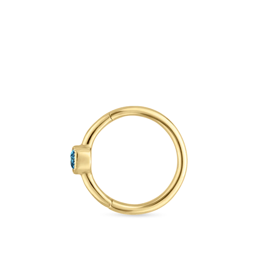 Scallop Set Light Blue Diamond Hoop Earring - Image 11