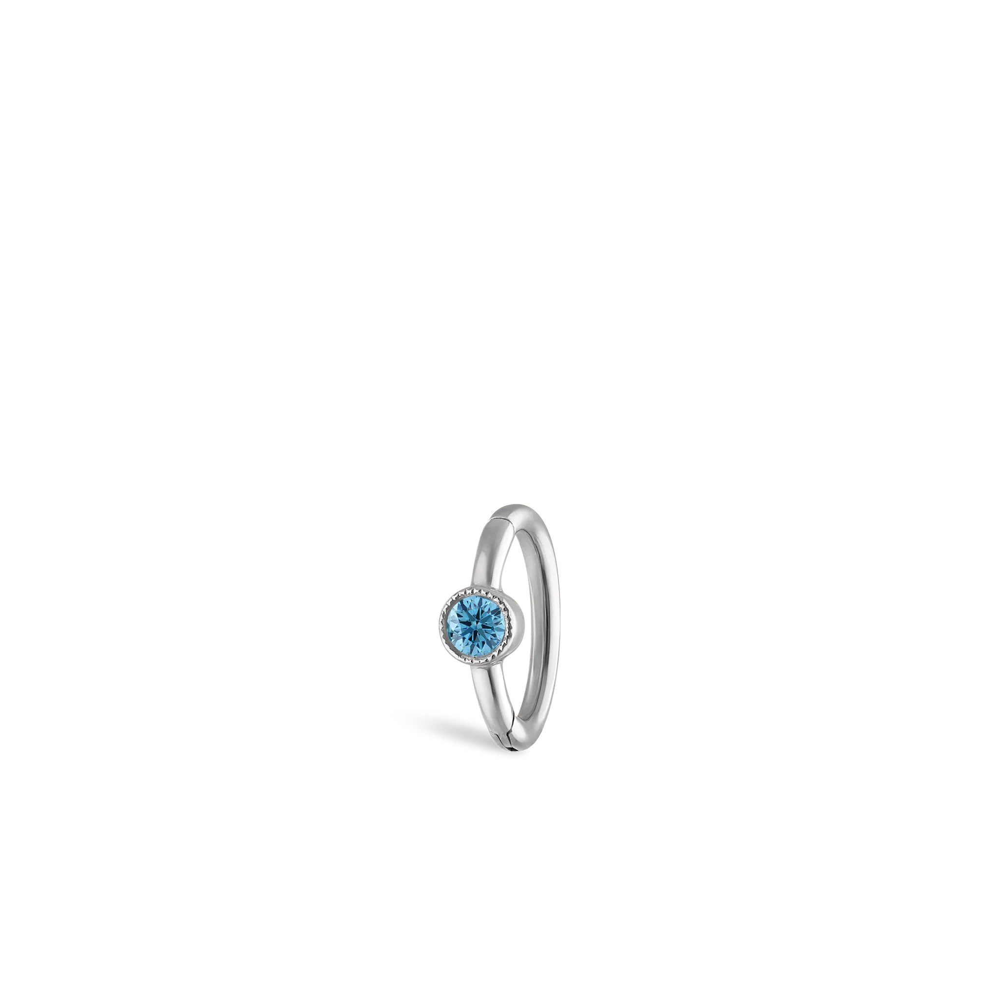 Scallop Set Light Blue Diamond Hoop Earring - Image 12