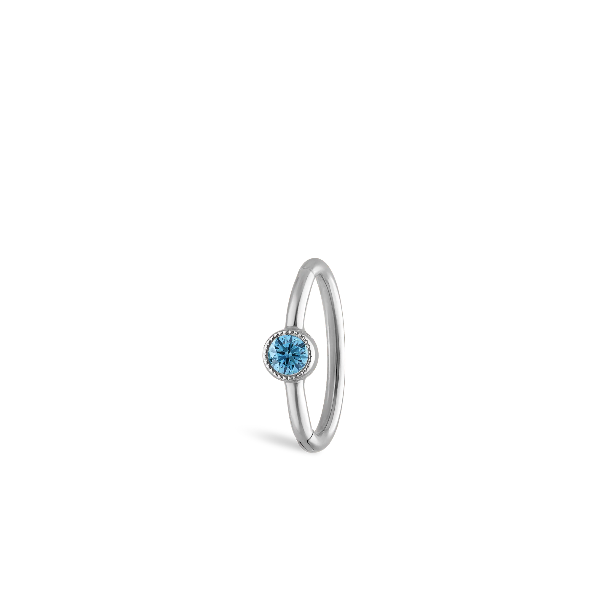 Scallop Set Light Blue Diamond Hoop Earring - Image 14