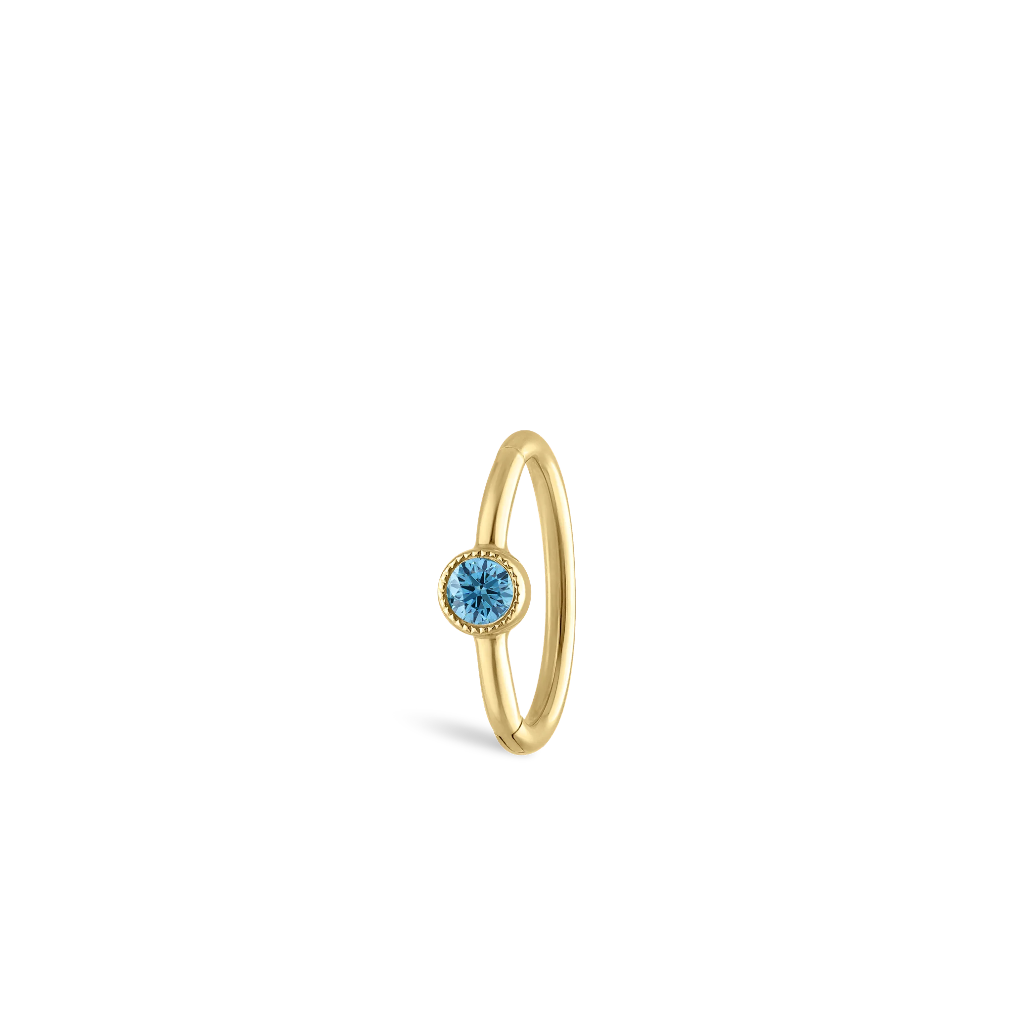 Scallop Set Light Blue Diamond Hoop Earring - Image 15