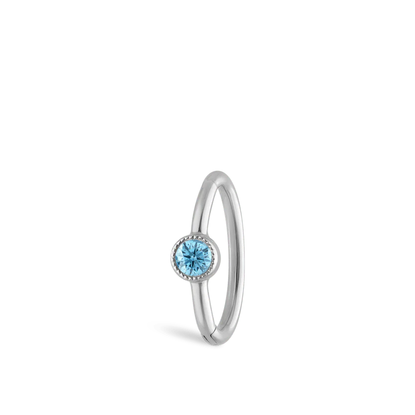 Scallop Set Light Blue Diamond Hoop Earring - Image 5
