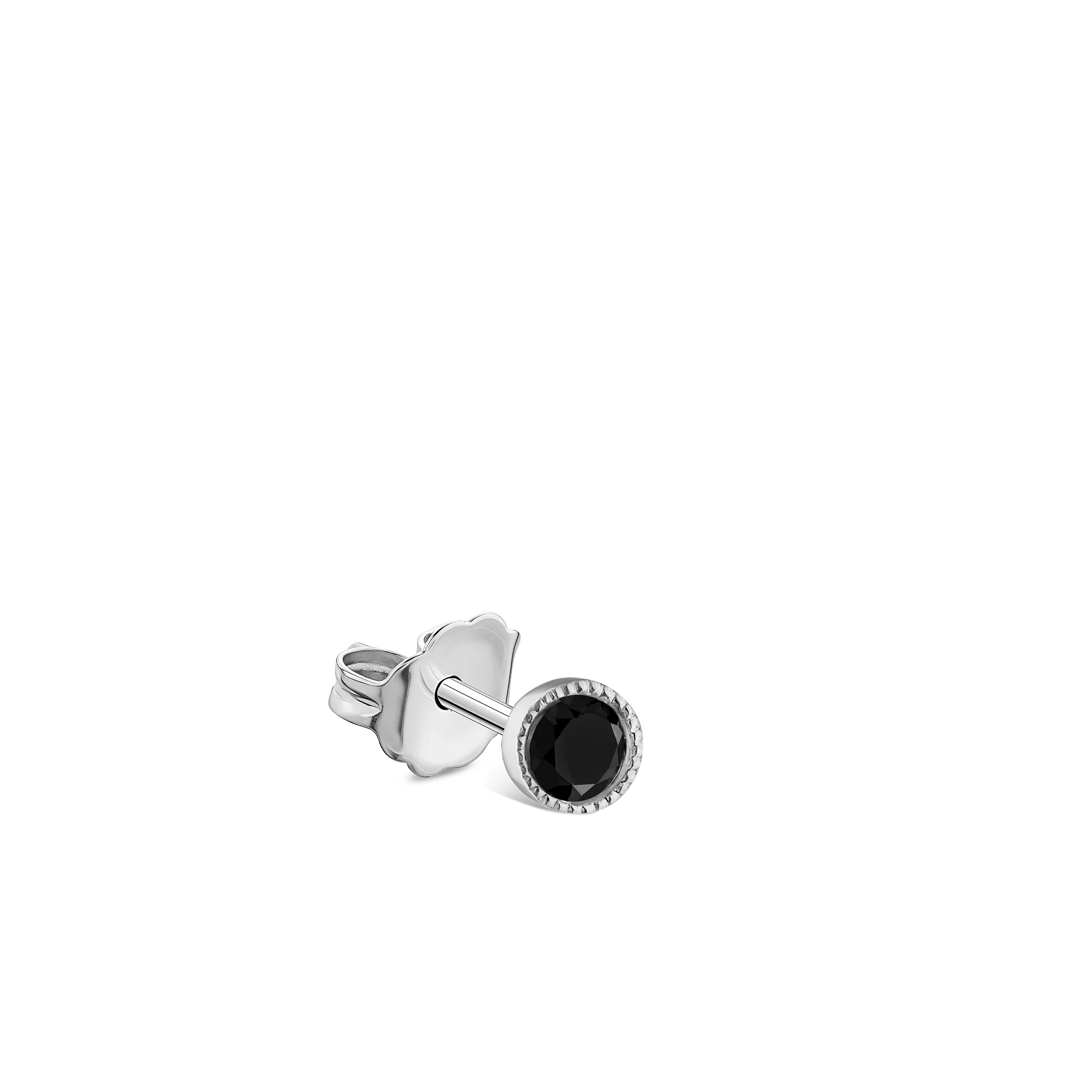 Scalloped Set Black Diamond Stud Earring - Image 20