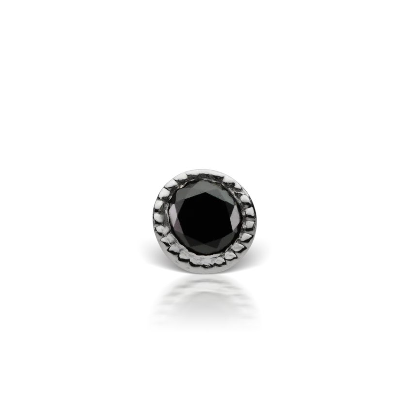 Scalloped Set Black Diamond Stud Earring - Image 3