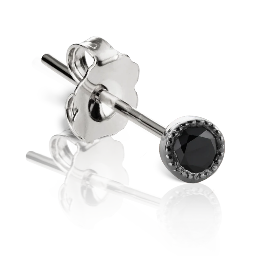 Scalloped Set Black Diamond Stud Earring - Image 5