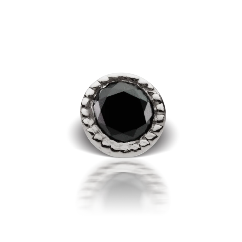 Scalloped Set Black Diamond Stud Earring - Image 6