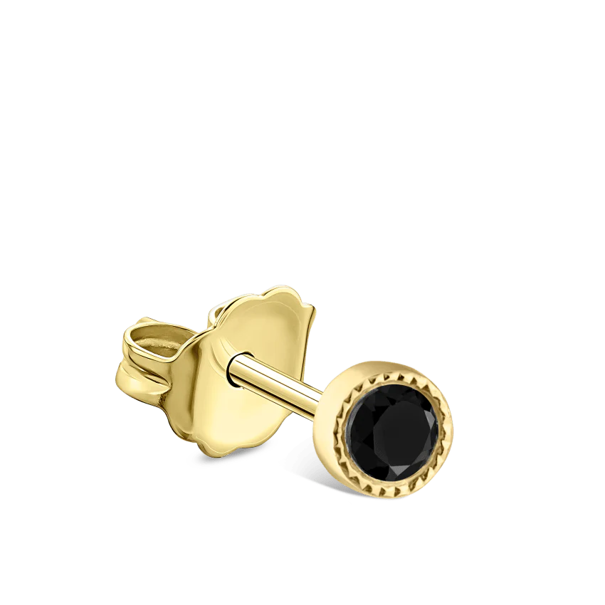 Scalloped Set Black Diamond Stud Earring - Image 7