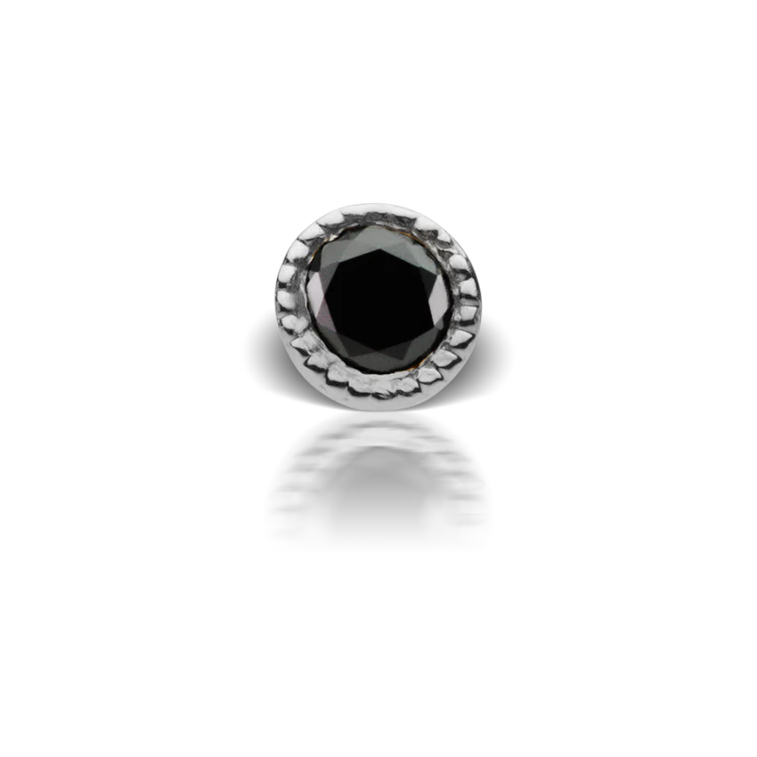 Scalloped Set Black Diamond Threaded Stud Earring - Image 10