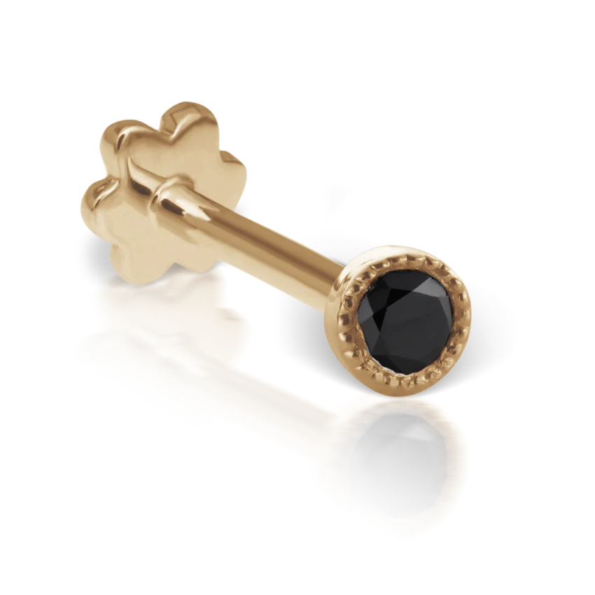 Scalloped Set Black Diamond Threaded Stud Earring - Image 25