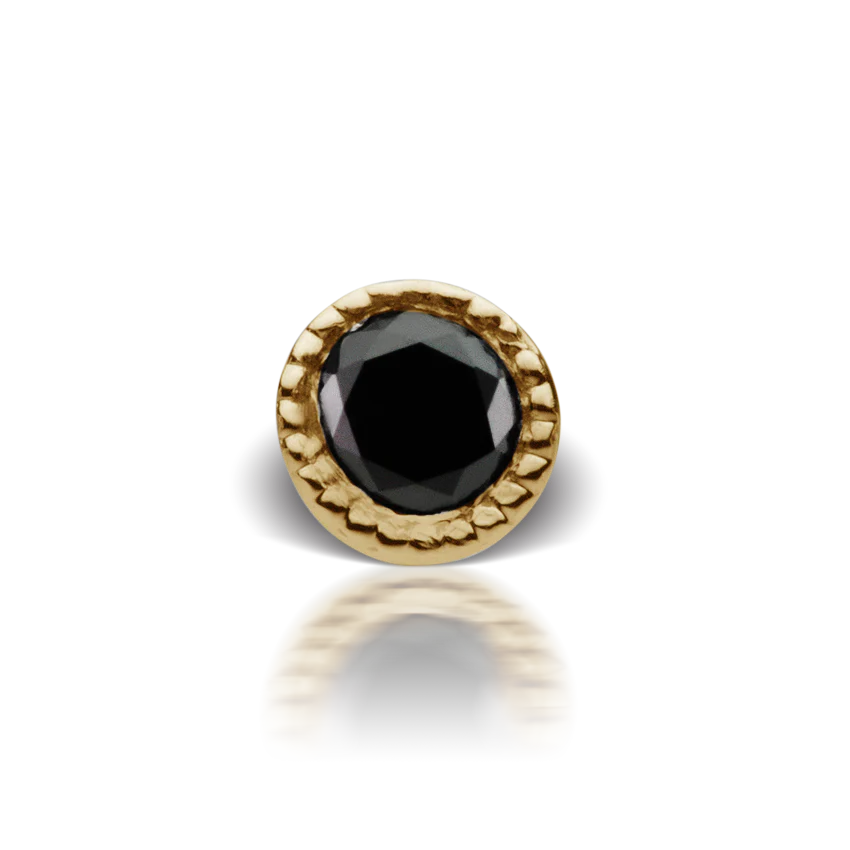 Scalloped Set Black Diamond Threaded Stud Earring - Image 26