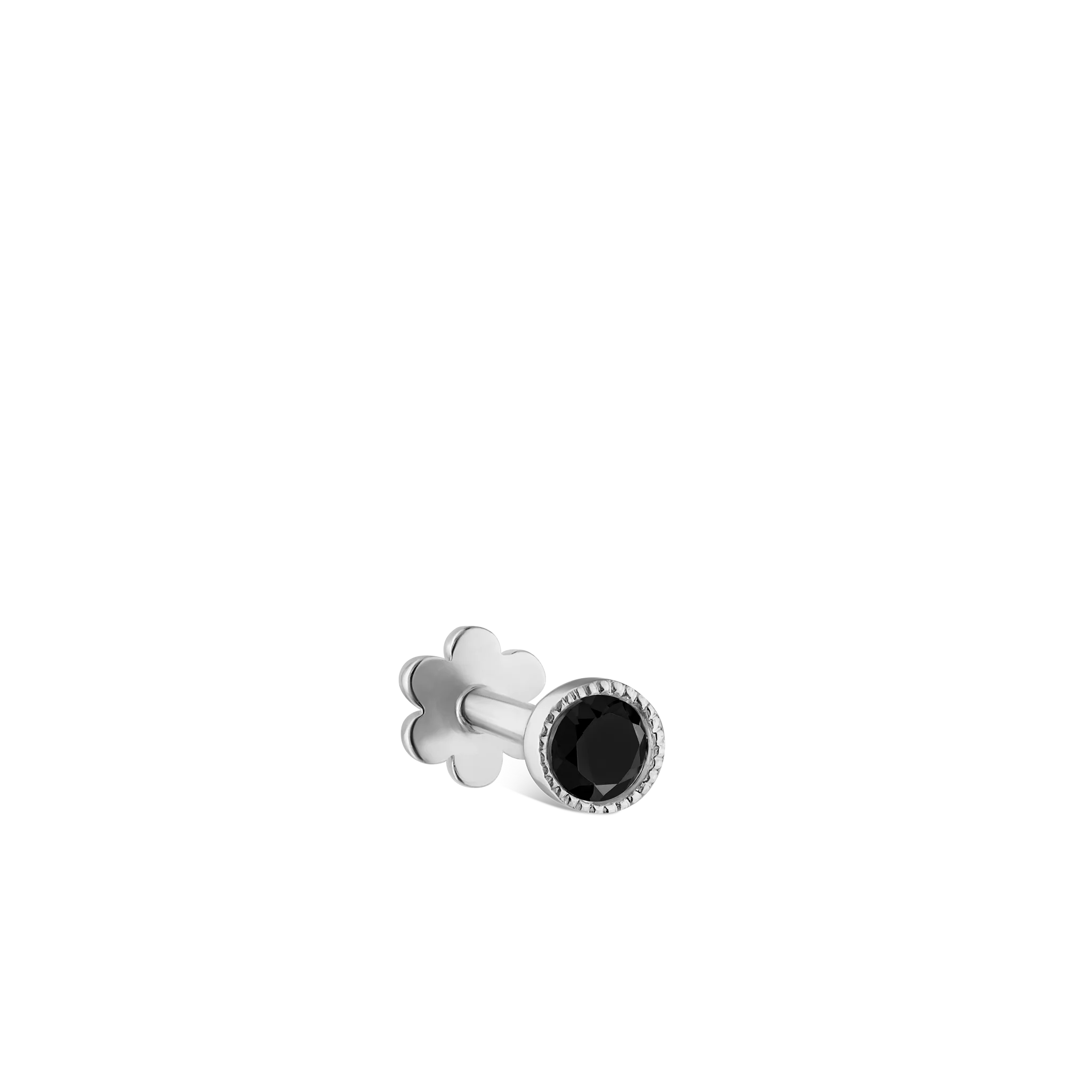 Scalloped Set Black Diamond Threaded Stud Earring - Image 47