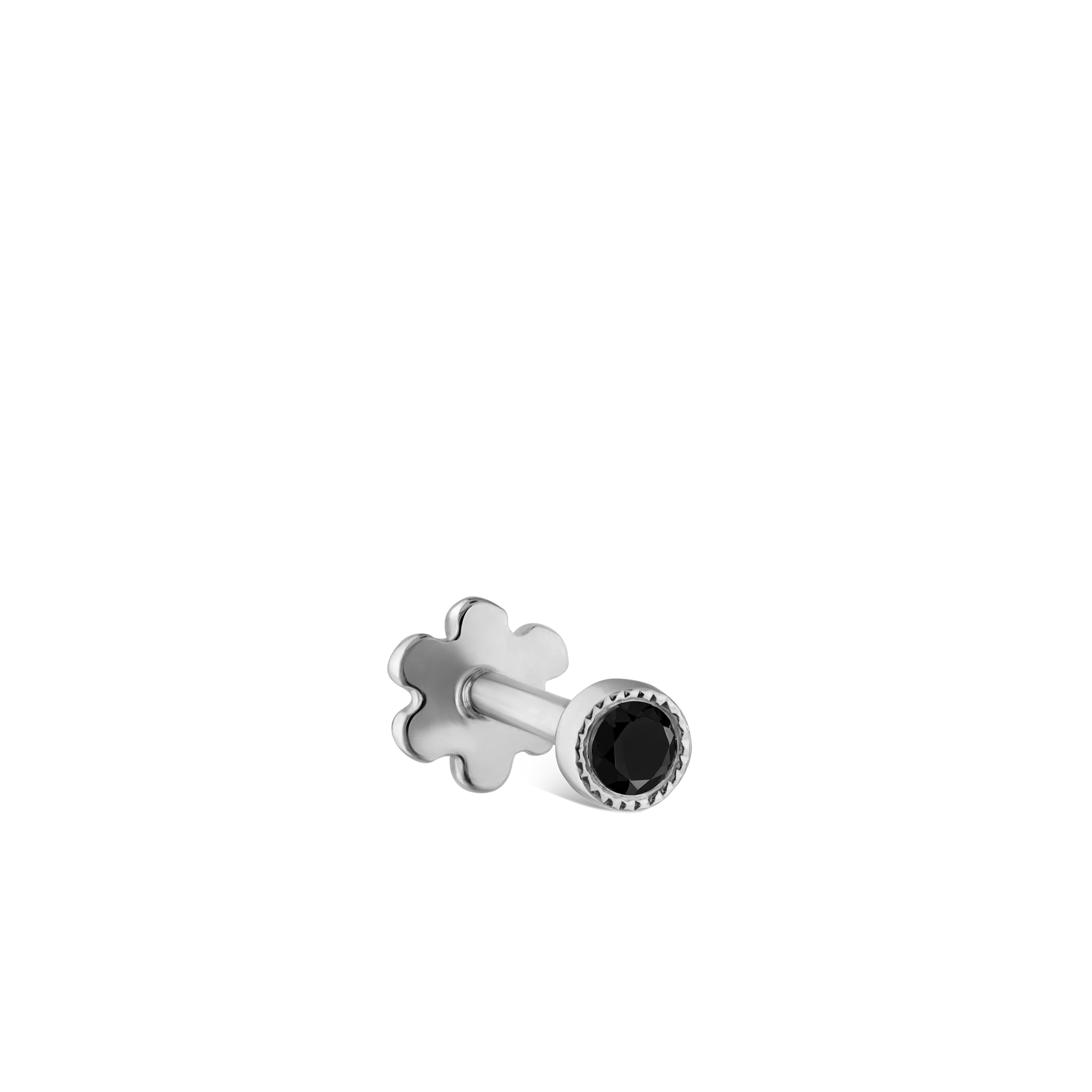 Scalloped Set Black Diamond Threaded Stud Earring - Image 50