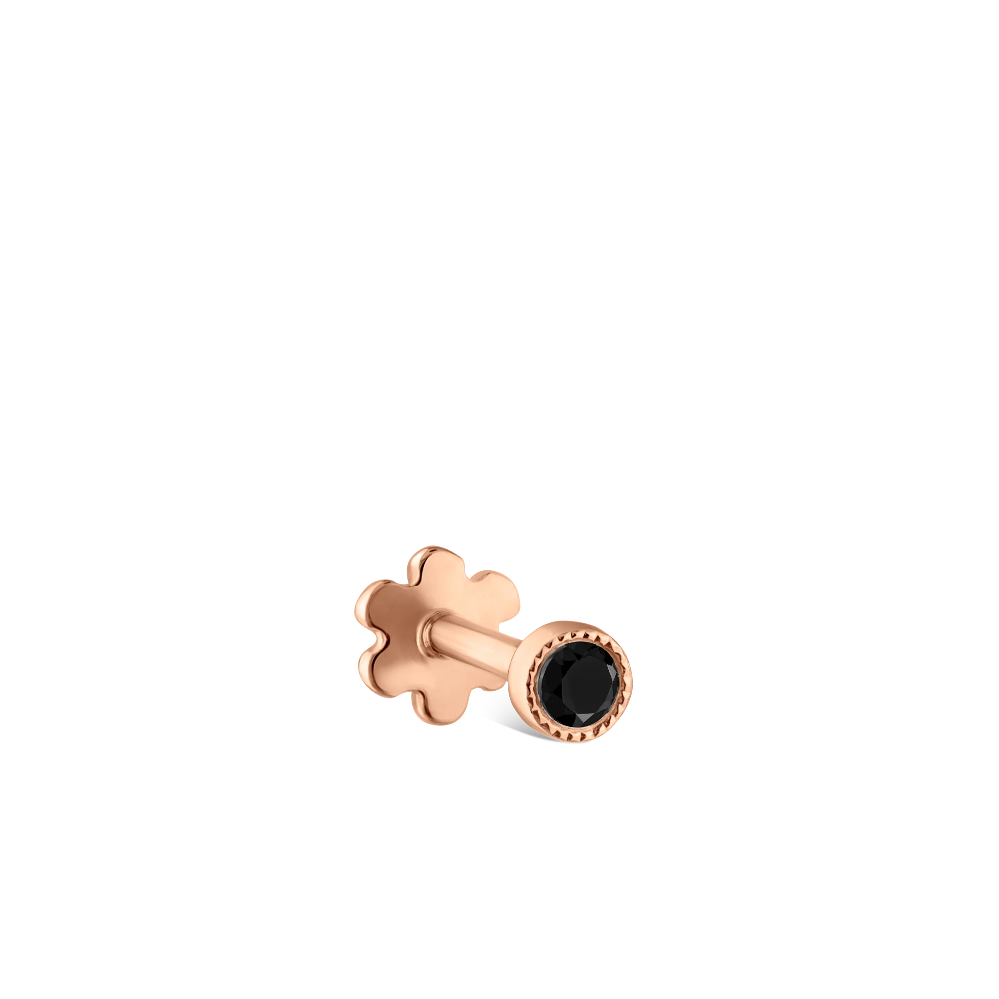 Scalloped Set Black Diamond Threaded Stud Earring - Image 51