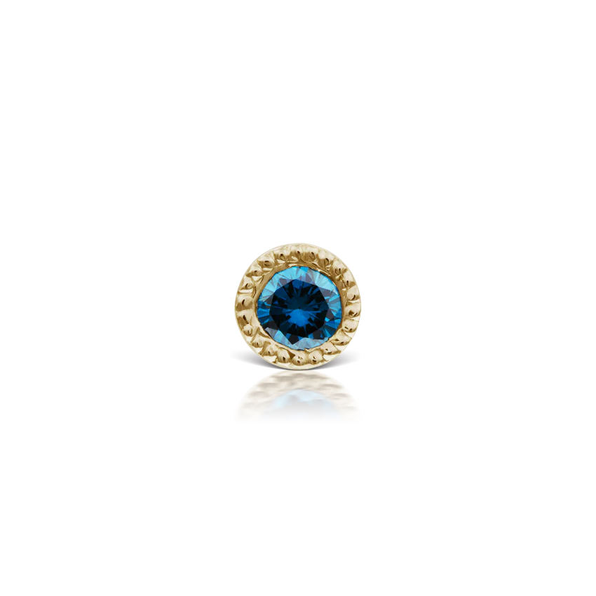 Scalloped Set Blue Diamond Threaded Stud Earring With Titanium Backing - Image 13