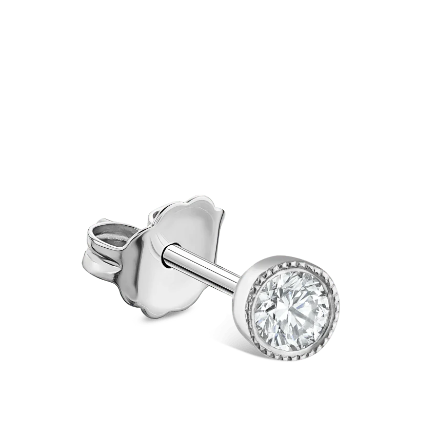 Scalloped Set Diamond Stud Earring - Image 10