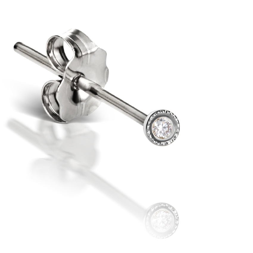 Scalloped Set Diamond Stud Earring - Image 2