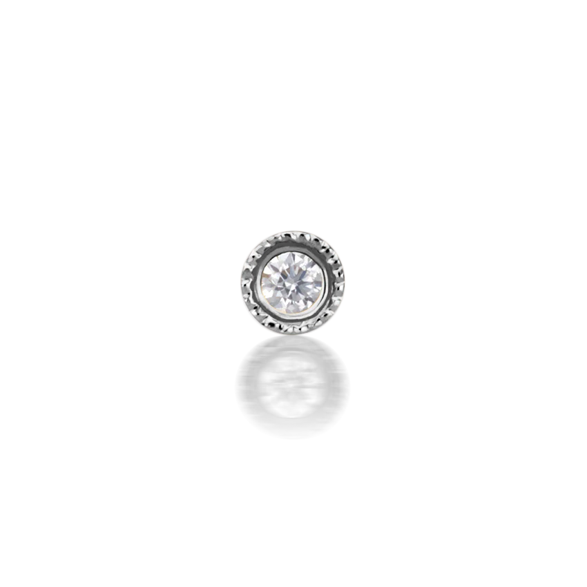 Scalloped Set Diamond Stud Earring - Image 5