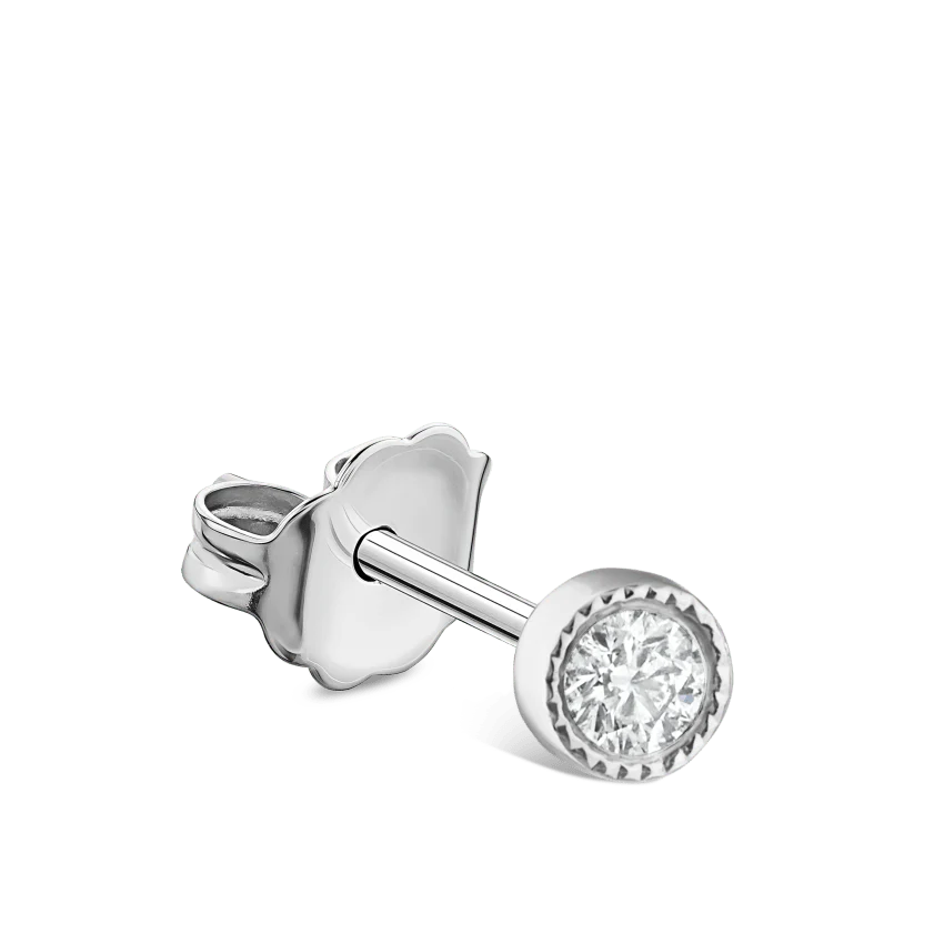 Scalloped Set Diamond Stud Earring - Image 6